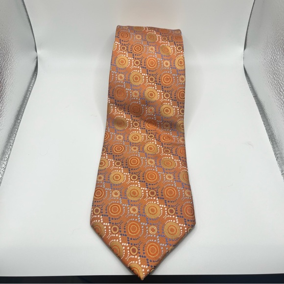 Other - Emilio Ponti Handmade 100% silk Orange Geometric Men’s Tie